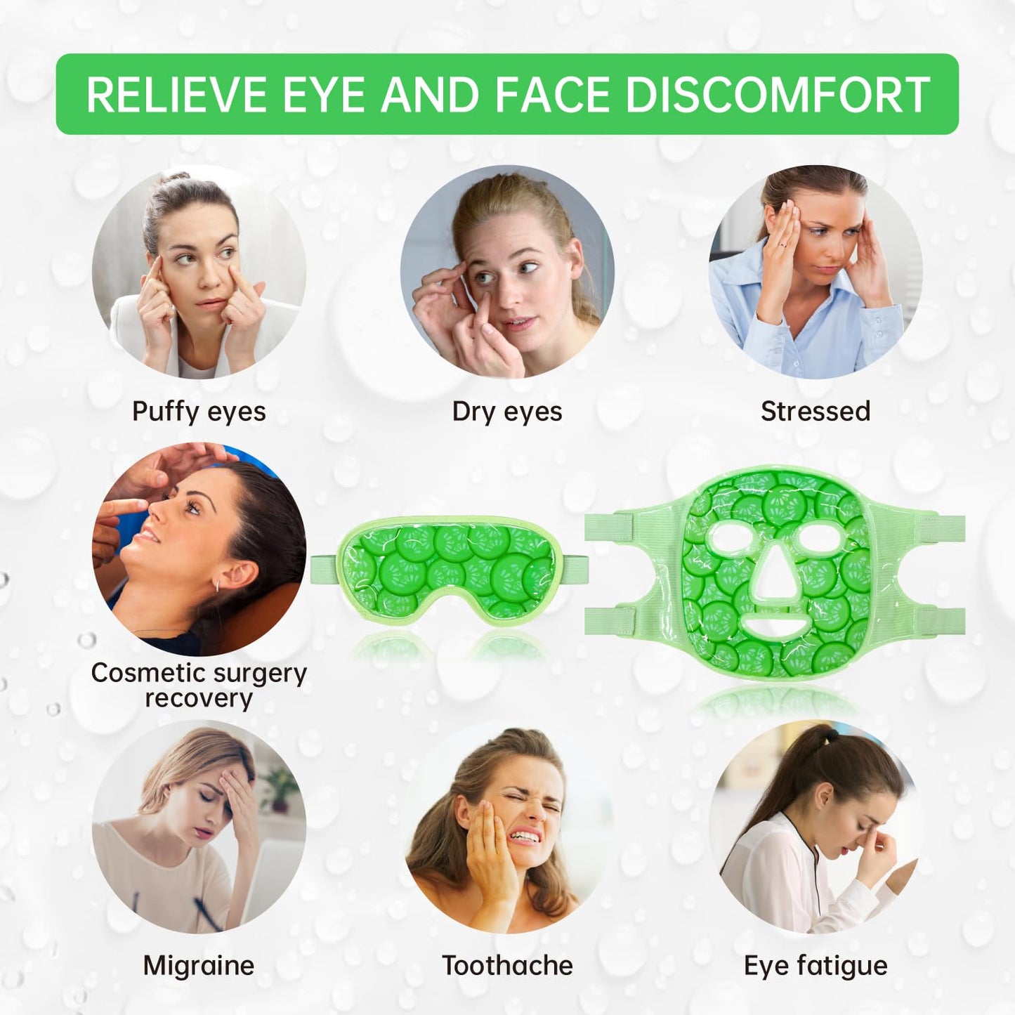 ZNÖCUETÖD Cold Face Eye Mask Ice Pack Reduce Facial Puff, Dark Circles, Hot Cold Compress Pack, Face SPA Gift for Woman Sleeping, Pressure, Headaches, Skin Care, Post Laser Cosmetic Care, Reversible