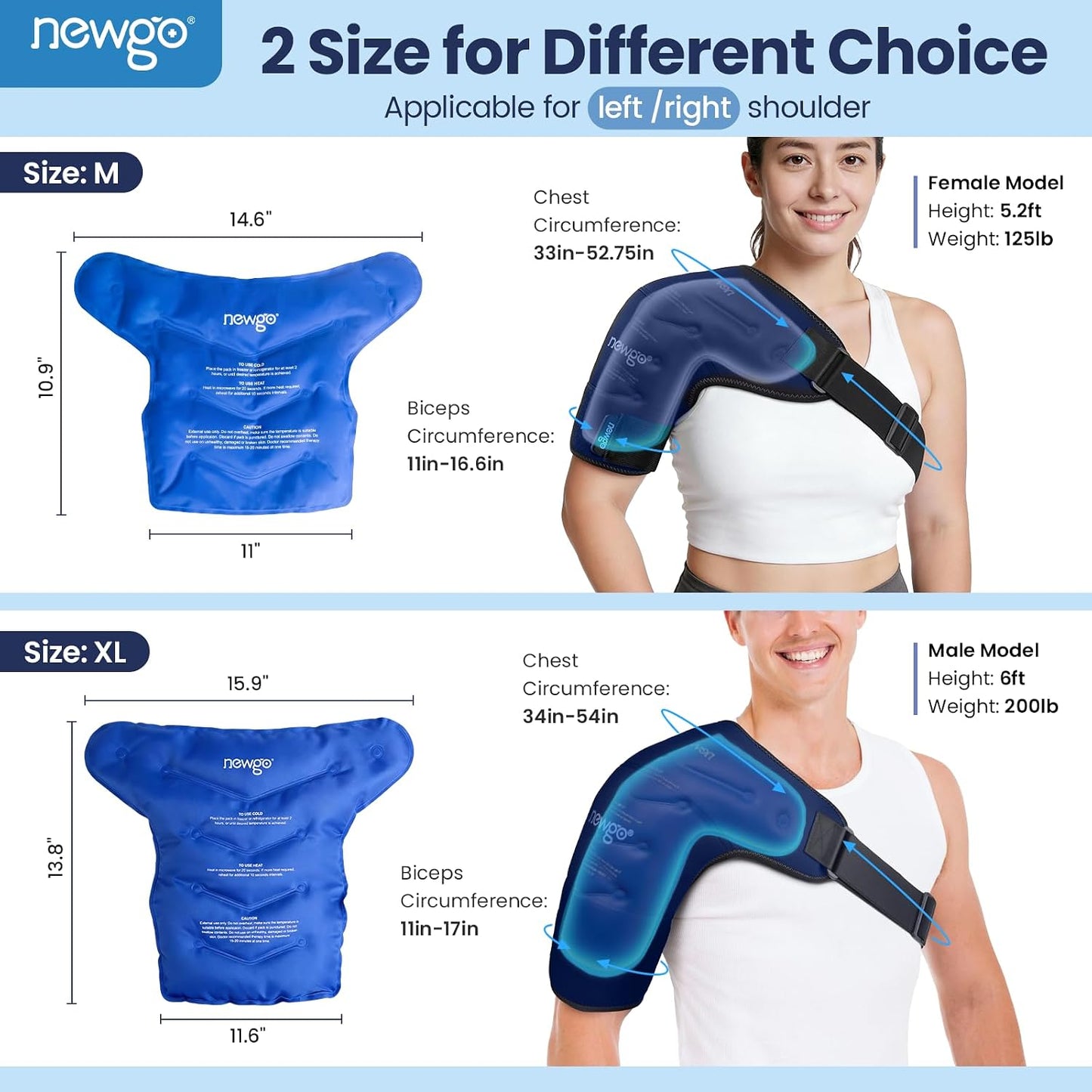 NEWGO Shoulder Ice Pack Wrap - FSA Eligible, Reusable Gel Cold Compression Sleeve for Rotator Cuff, Shoulder Surgery Recovery & Injuries, Tendinitis, Frozen Shoulder - Fits Both Shoulders
