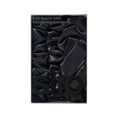 slip Back to Basics Black Midi & Large Scrunchie Set | Includes 2 Midi & 1 Large Pure Silk Scrunchies | 100% Mulberry Silk, Anti-Crease, Gentle on Hair, Prevents Breakage | Stylish & Durable