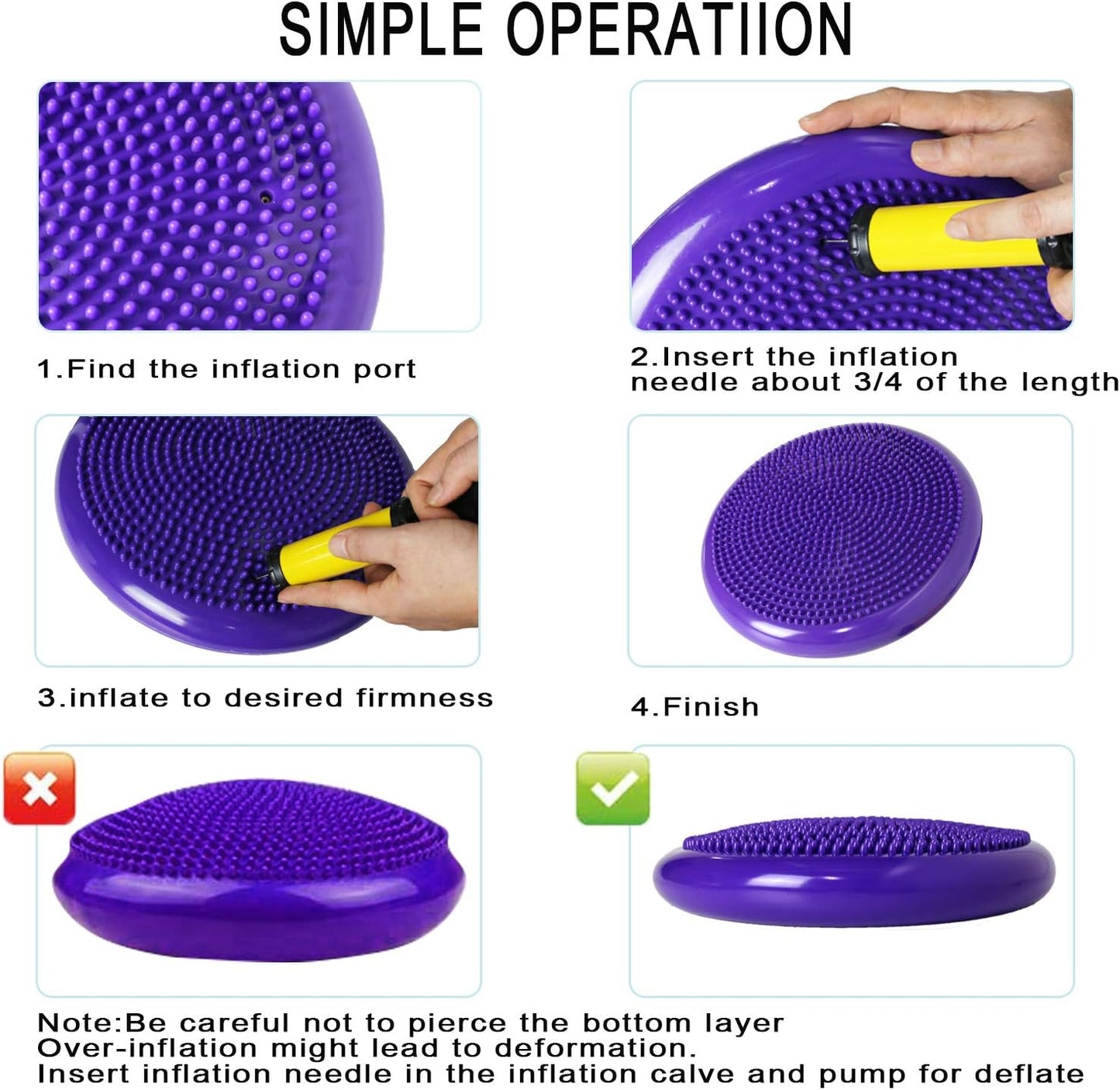 Wobble Cushion, Balance Disc, Wiggle Seat, Balance Pads for Physical Therapy, Stability Disc, Wobble Board for Dogs, Office, Sensory Kids, Classroom with Spiky Massage Ball