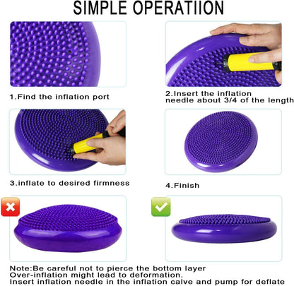 Wobble Cushion, Balance Disc, Wiggle Seat, Balance Pads for Physical Therapy, Stability Disc, Wobble Board for Dogs, Office, Sensory Kids, Classroom with Spiky Massage Ball