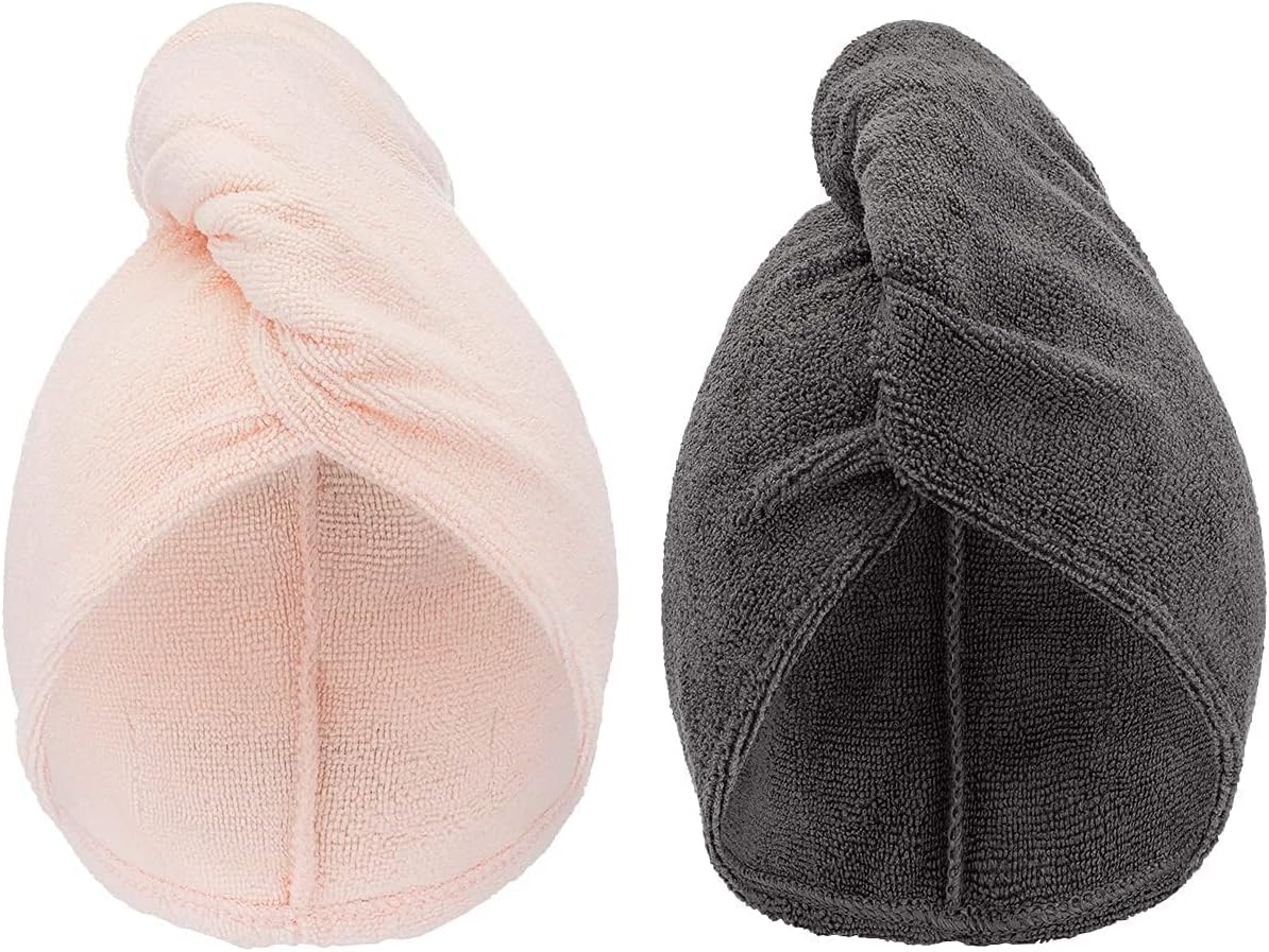 Turbie Twist 2-Pack Microfiber Hair Towel for Beauty, Travel, Gifting - Hair Wrap Turban for Straight, Wavy & Curly Hair - Premium Personal Care - Dark Purple & Light Purple