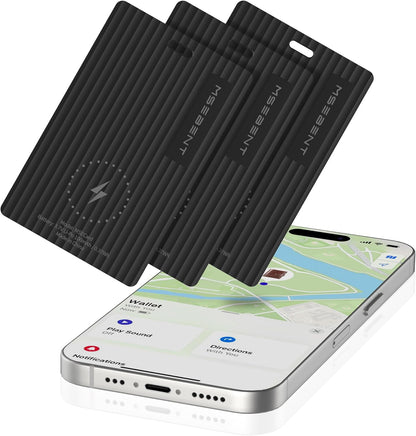 Air Tag Wallet Tracker Card, Rechargeable with Wireless Charging, Works with Apple Find My (iOS Only), Apple MFi Certified, IP67 Waterproof Item Finder for Wallet, Passport & Luggage