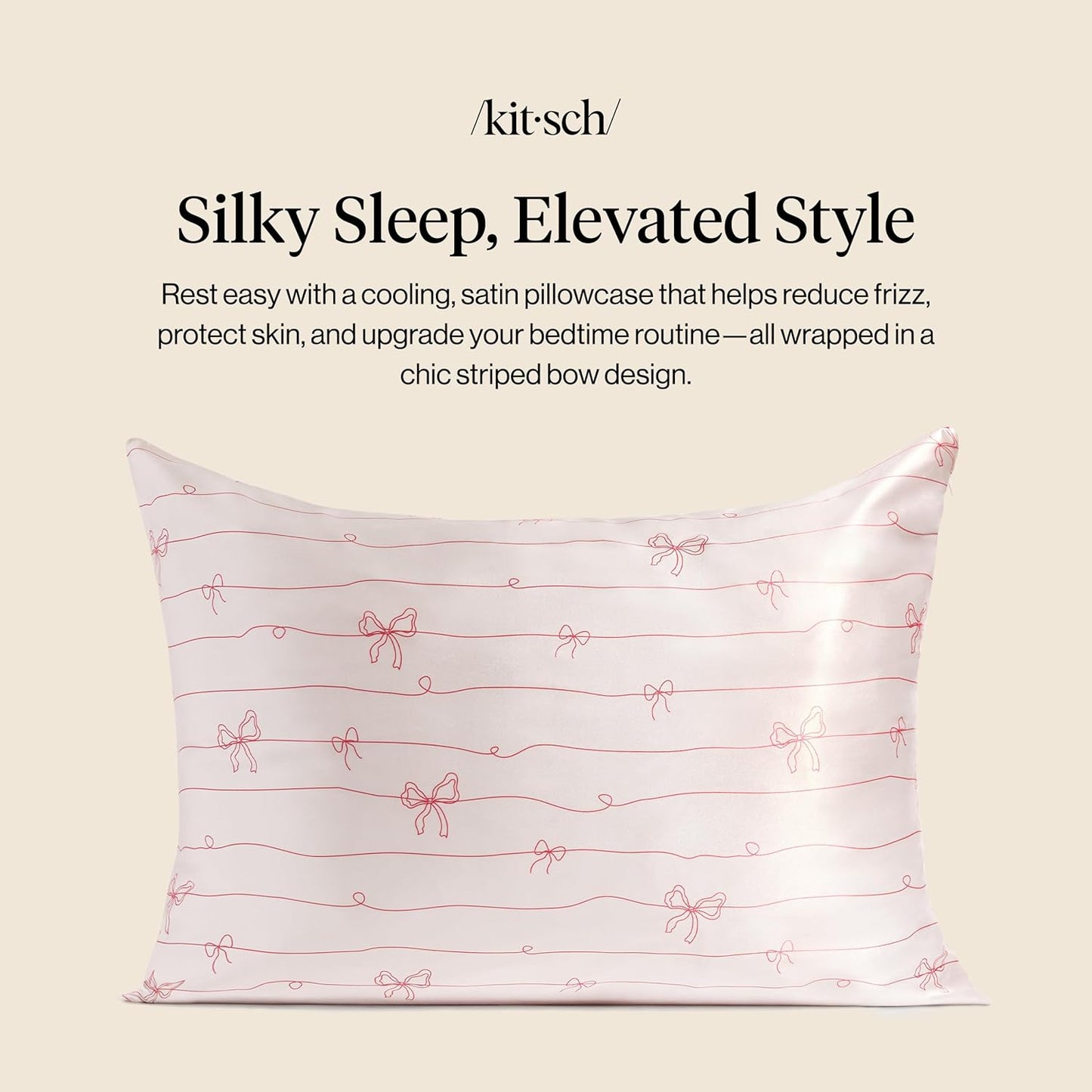 Kitsch Satin Pillowcase with Zipper for Hair & Skin - Softer Than Silk Pillow Cases, Smooth Cooling Satin Pillow Case, Wrinkle-Free, Machine Washable - Pillow Cases Standard Size (19x26) - Blush