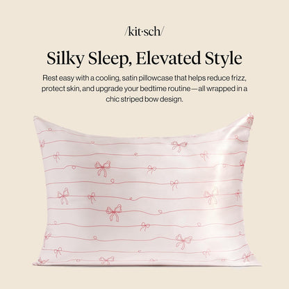 Kitsch Satin Pillowcase with Zipper for Hair & Skin - Softer Than Silk Pillow Cases, Smooth Cooling Satin Pillow Case, Wrinkle-Free, Machine Washable - Pillow Cases Standard Size (19x26) - Blush