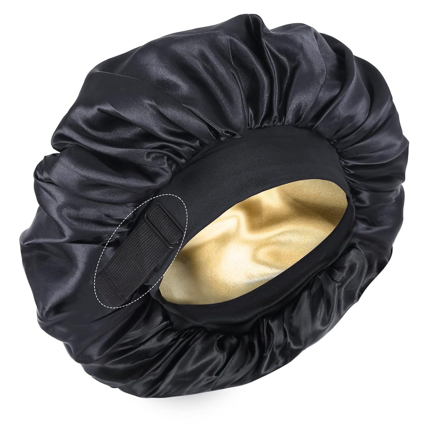 Silk Bonnet for Sleeping Double Layer Satin Bonnet Adjustable Bonnets for Black Women Sleep Cap Reversible Hair Bonnet for Curly Hair (Black and Purple)