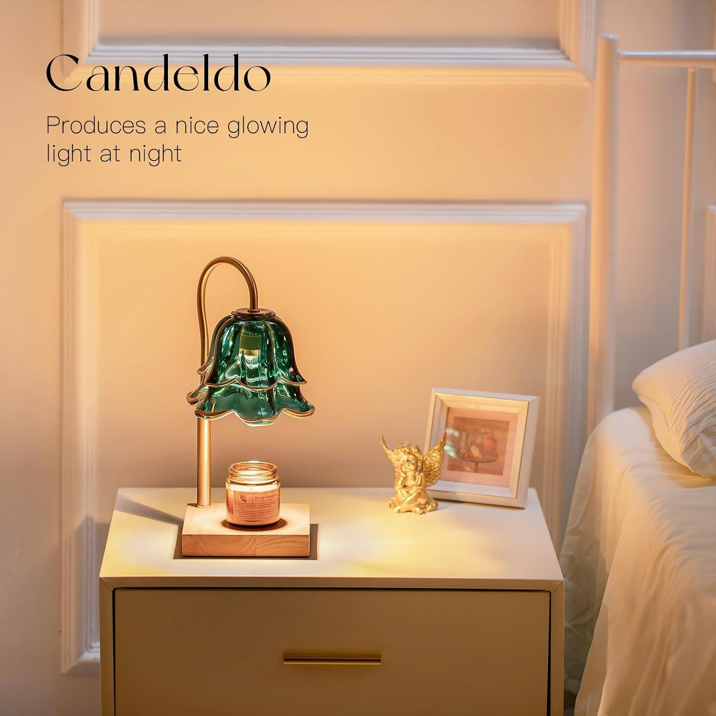 Candeldo Candle Warmer Lamp with Timer: Flower Gold Candle Lamps Height Adjustable Wax Melt House Warming Gifts New Home Decor Mothers Day Birthday Gift for Women Mom