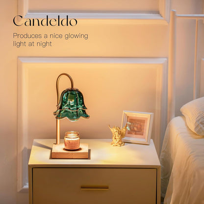 Candeldo Candle Warmer Lamp with Timer: Flower Gold Candle Lamps Height Adjustable Wax Melt House Warming Gifts New Home Decor Mothers Day Birthday Gift for Women Mom