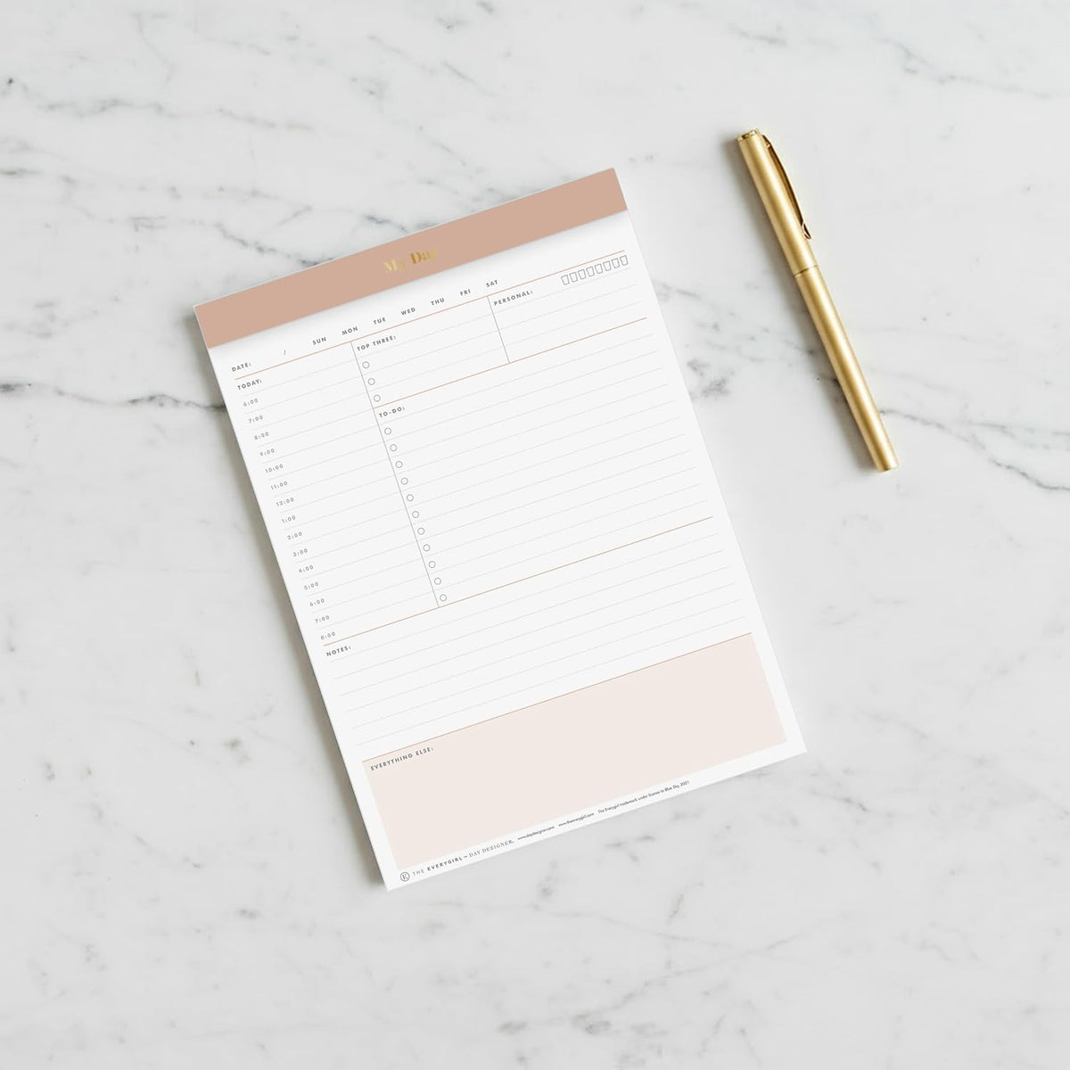 Blue Sky Desk Notes, Undated Daily Notepad, 7"x9", Gray