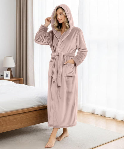 Premium Ultra Soft Robes for Women with Hood Plush Fleece Long Bathrobe