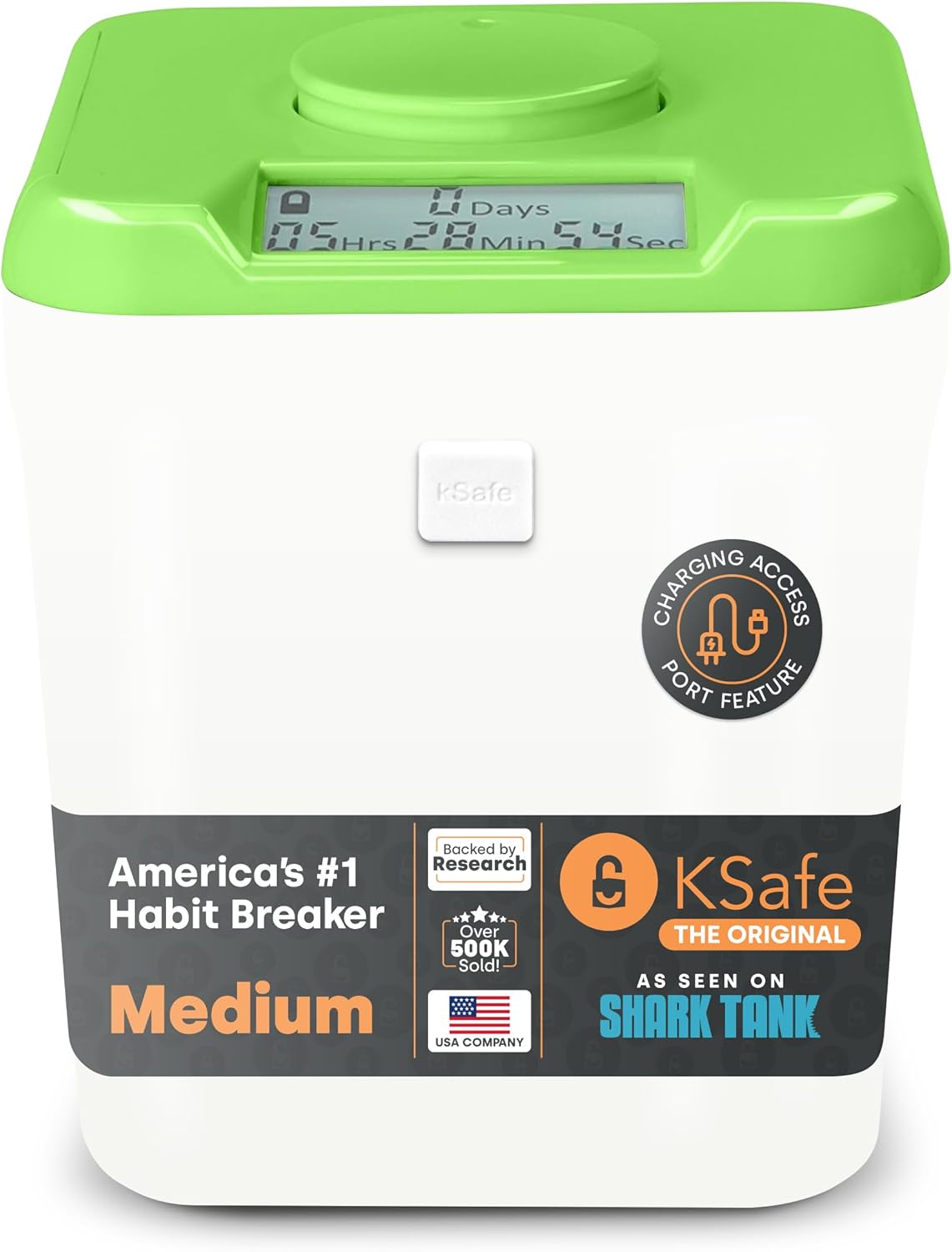 Kitchen Safe Time Locking Container (Medium), Timed Lock Box for Cell Phones, Snacks, and other unwanted temptations (White Lid + 5.5” Clear Base)