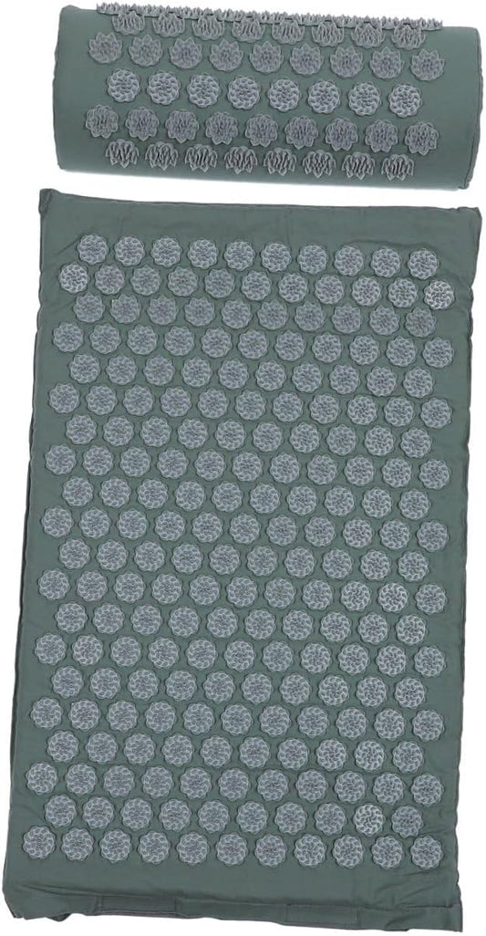2Pcs Practical Massage Mat and Pillow Kit with Bag, Cotton Cloth ABS