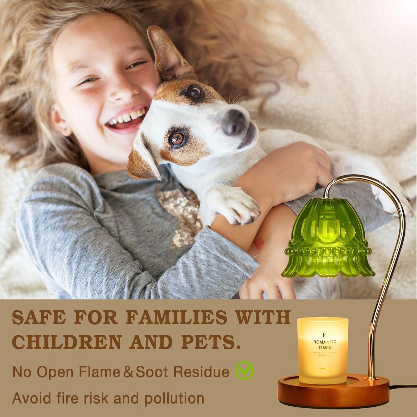 Funistree Flower Candle Warmer Lamp with Timer, Dimmable Candle Lamp Warmer, Christmas Birthday Gifts for Women Mom Her, Housewarming Home Decor, Lotus Wax Warmer for Yankee Candles - Lily Amber