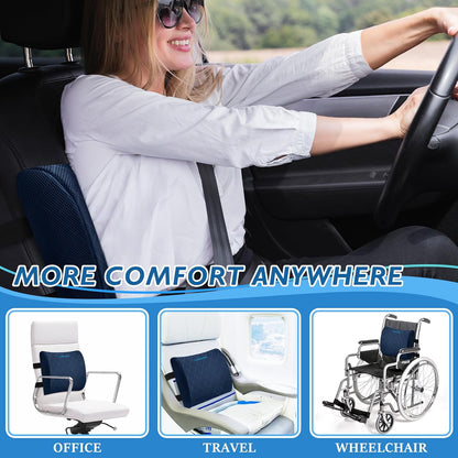 Lumbar Support Pillow for Office Chair Back Support Lumbar Pillow for Car, Gaming, Office Chair - Improve Sitting Posture & Back Pain Relief, Memory Foam, Adjustable Straps, Grey