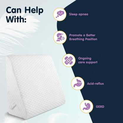 Wedge Pillow for Sleep Apnea, 12" Bed Wedge Pillow for Headboard