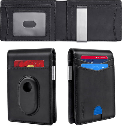 SwanScout Wallet for Samsung Galaxy SmartTag2, Money Clip Version, RFID Blocking Genuine Leather Bifold Wallet With Gift Box (Not Include Tracker)