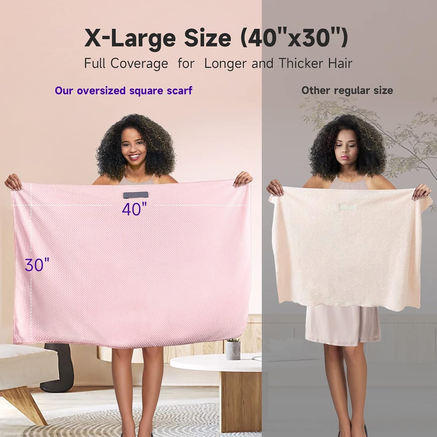 Umisleep Extra Large Microfiber Hair Towel for Women Long, Curly, Thick Hair, Super Soft Anti Frizz Quick Dry Hair Towel Wrap, Ultra Absorbent Hair Turban with Elastic Band White