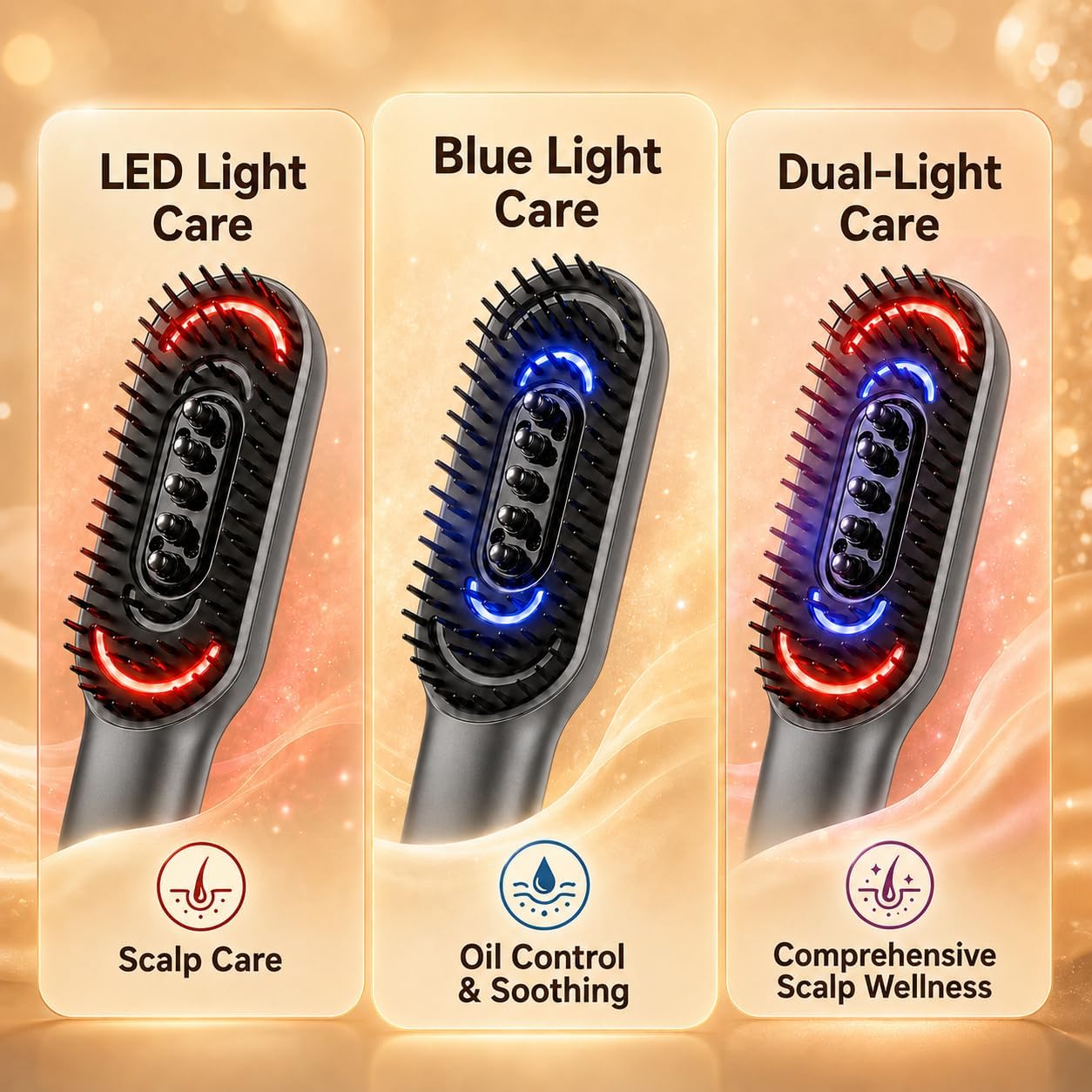 Dayln Electric Scalp Massager Hair Oil Applicator, Cordless Vibration Head Massager, Red Light Hair Brush, Deep Clean Comb for Home & Travel Silver