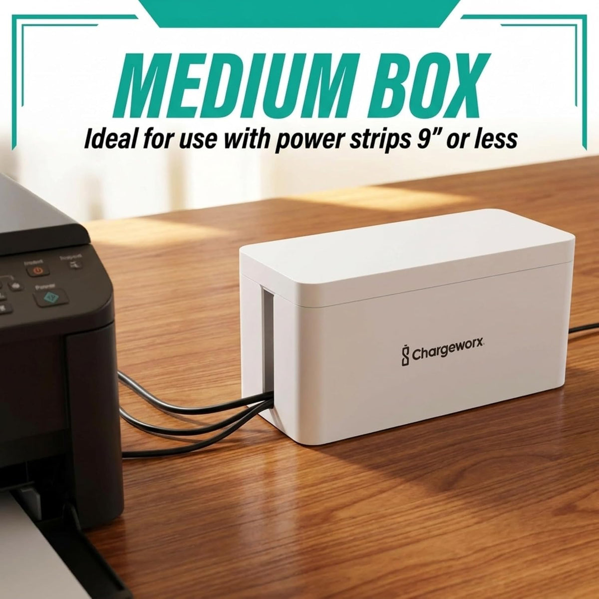 Cable Management Box, Extension Cord Hider, Power Strip Box, White, 2 Pack
