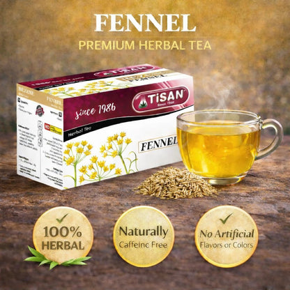 Tisan Fennel Herbal Tea – 40 Individually Wrapped Tea Bags | Naturally Sweet Aromatic Seeds | Caffeine Free Gentle Infusion | Smooth Flavor for After-Meal Comfort | Premium Herbal Ritual for Daily Wellness