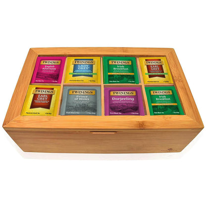 Twinings Tea Bag Sampler Variety with Walnut Wooden Organizer (60 Count) 40 Different Flavours, Gift for Tea Lovers: Women, Men, Mom, Dad, Family, Friends, Couples