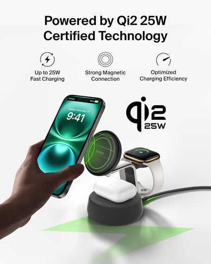 Belkin Qi2.2 25W Wireless 2 in 1 iPhone Charger, Fast Charging for Travel
