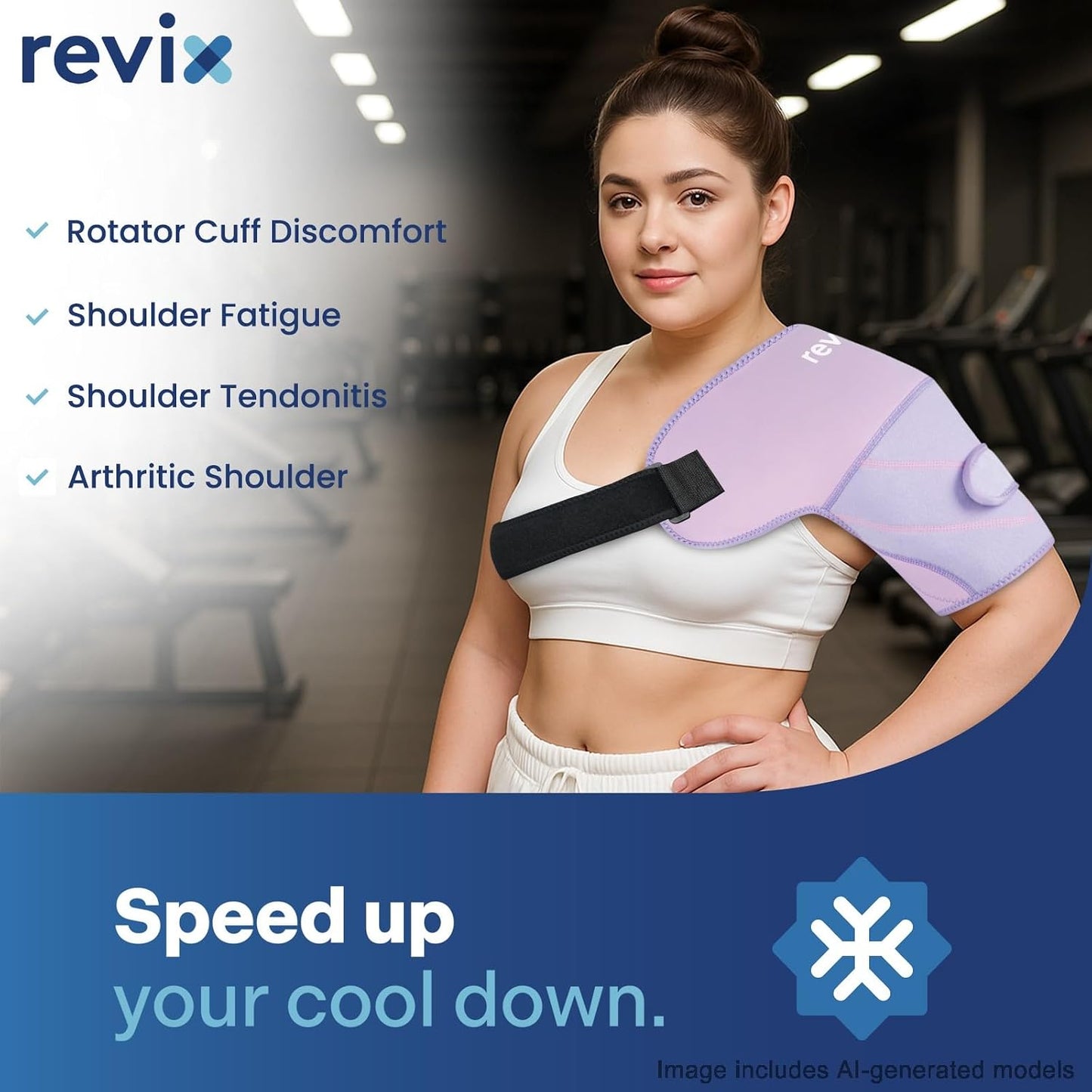 REVIX Large Shoulder Ice Pack Wrap, 2 Gel Packs+1 Shoulder Brace for Rotator Cuff and Arm, Reusable Gel Cold Therapy Wrap for Discomfort Relief & Muscle Relaxation, Easy to Wear & Remove