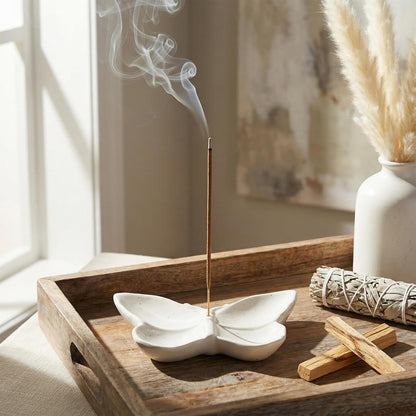 Frog Incense Holder for Sticks, Handmade Ceramic Holder for Burning Sage Sticks, Palo Santo, Cone and Backflow, Incense Burner for Meditation Room Home Decor, Frog Spiritual Gifts for Women