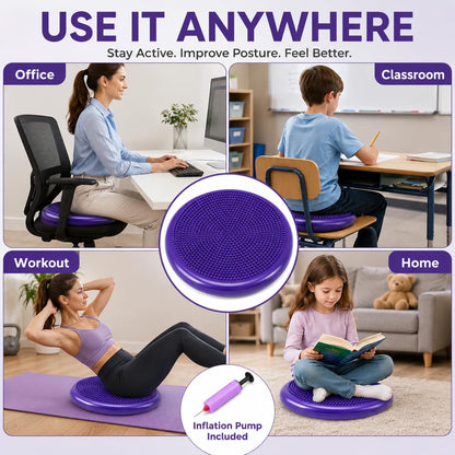 Hanstuten Wobble Seat Cushion & Core Balance Disc - Rubber Wiggle Seat for Active Sitting, Office Desk Chair, and Core Strength Training