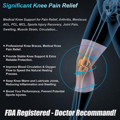 NEENCA Professional Knee Brace for Pain Relief, Medical Knee Support with Patella Pad & Side Stabilizers, Compression Knee Sleeve for Meniscus Tear, ACL, Joint Pain, Runner, Workout (Black, Medium)