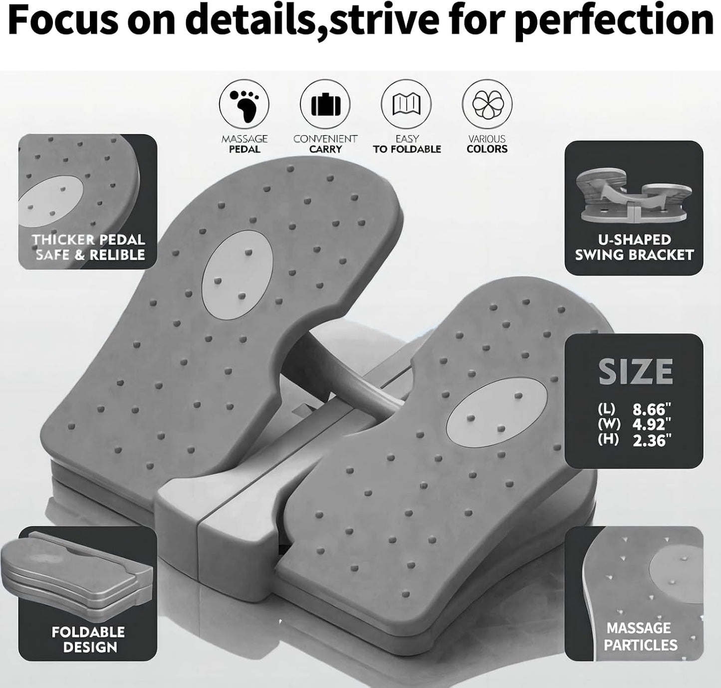 Mini Foldable Leg Exerciser | Portable Foot Pedal Exercise Machine | Under Desk Stepper for Leg Muscle Training, Leg Circulation & Home Office Use
