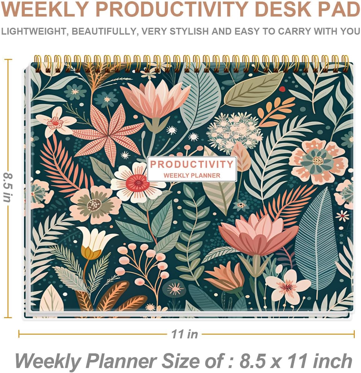Weekly Productivity Planner - 8.5" x 11" Dashboard Desk Notepad Has 6 Focus Areas to List Tasks for Goals, Projects, Clients, Academic or Meal-Organize Your Daily Work Efficiently, 54 Weeks, Green
