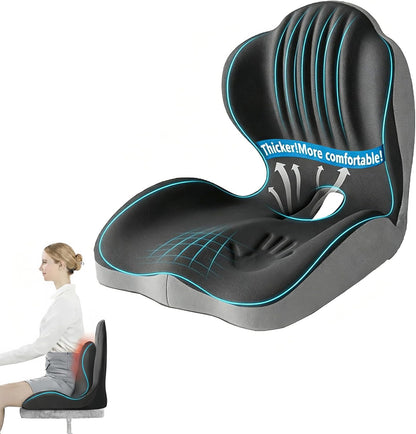 Ergonomic L-Shaped Memory Foam Seat Cushion with Lumbar Support, Designed to Help Relieve Tailbone, Coccyx & Lower Back Pain for Office,Truck, Car & Travel (Black)