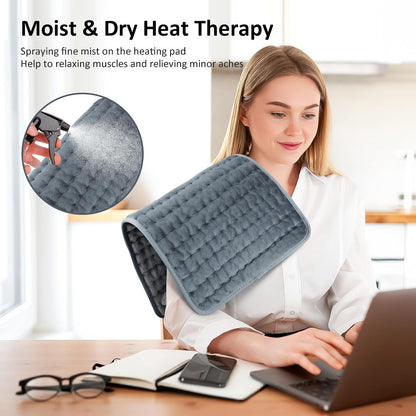 Heating pad for Back/Shoulder/Neck/Abdomen, Heating Pads with 6 Fast Heating Settings, Auto-Off, Machine Wash, Birthday Gifts for Women Mom Men Dad, Extra Large 12"x24", Blue