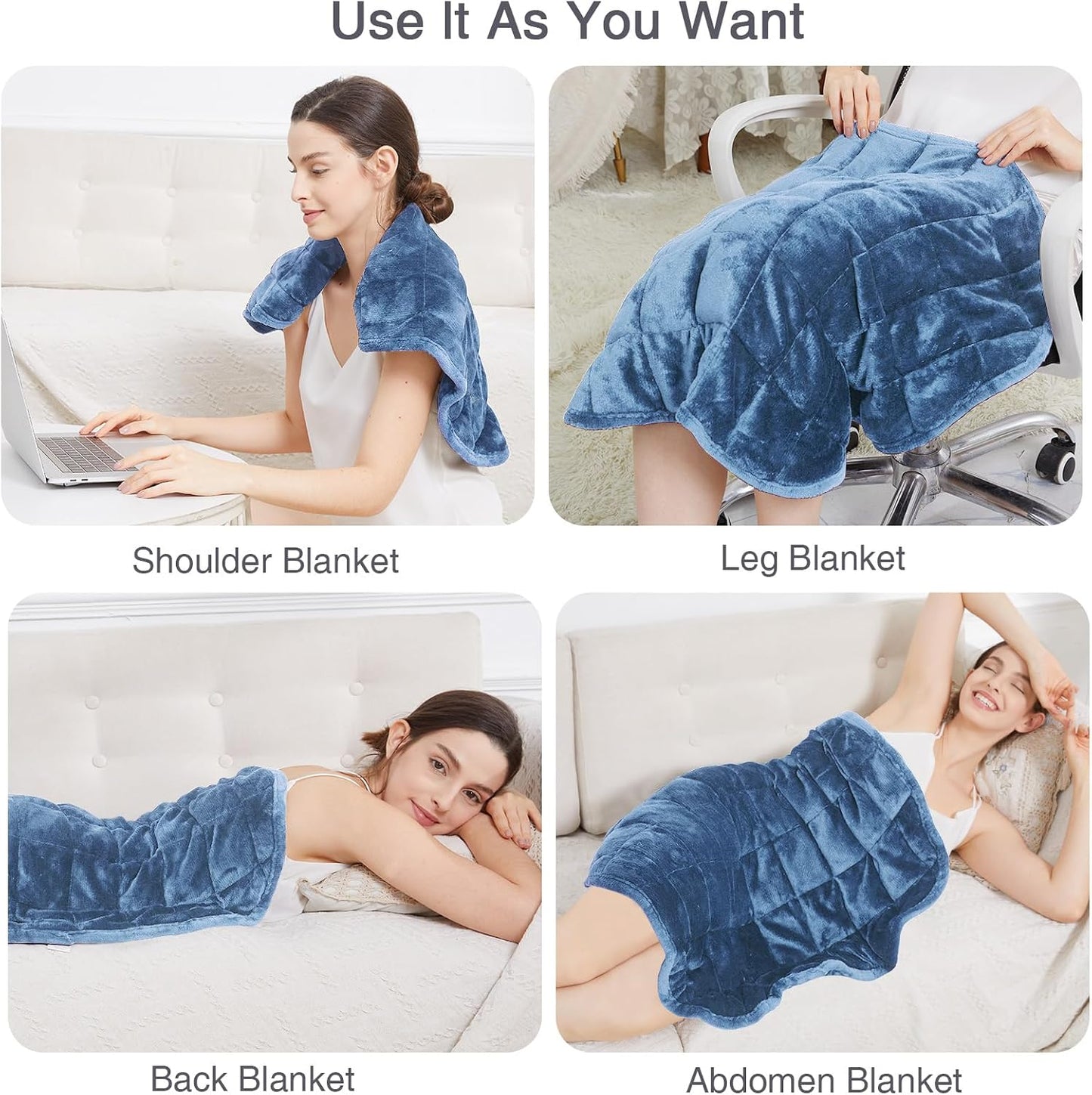 Alomidds Weighted Lap Blanket 7lbs, Cozy Breathable Flannel Weighted Lap Pad for Adults, Small Weighted Blanket for Travel, Couch, Green, 29" x 24"