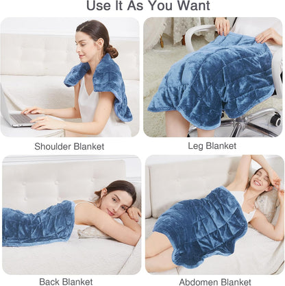 Alomidds Weighted Lap Blanket 7lbs, Cozy Breathable Flannel Weighted Lap Pad for Adults, Small Weighted Blanket for Travel, Couch, Green, 29" x 24"