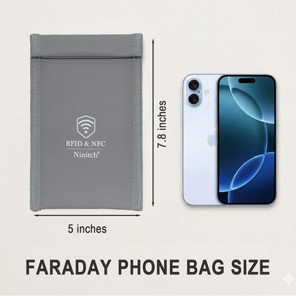 Faraday Bags for Phone Privacy & Security - Signal Blocking Pouch for GPS/WIFI/5G/RFID - Fireproof & Waterproof Anti-Drop Case for Travel & Data Protection Black