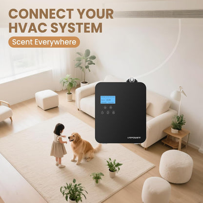 URPOWER 300ml Waterless Nebulizing Scent Diffuser Up to 3000 Sq Ft, Smart APP Control HVAC/Wall Cold-Air Aromatherapy Machine with Lockable Oil Bottle for Home/Office/Hotel Starter Oil Included
