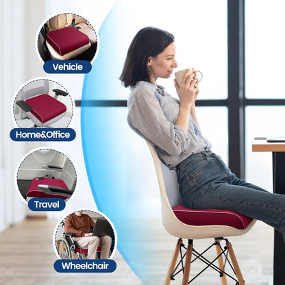 SweetSlubr Seat Cushion for Tailbone Pain Relief, Office Chair Cushion, Chair Pad, Memory Foam Large Cushion with Non-Slip Cover for Soft Support at Office Chair, Car Seat, Airplane, Black/Large