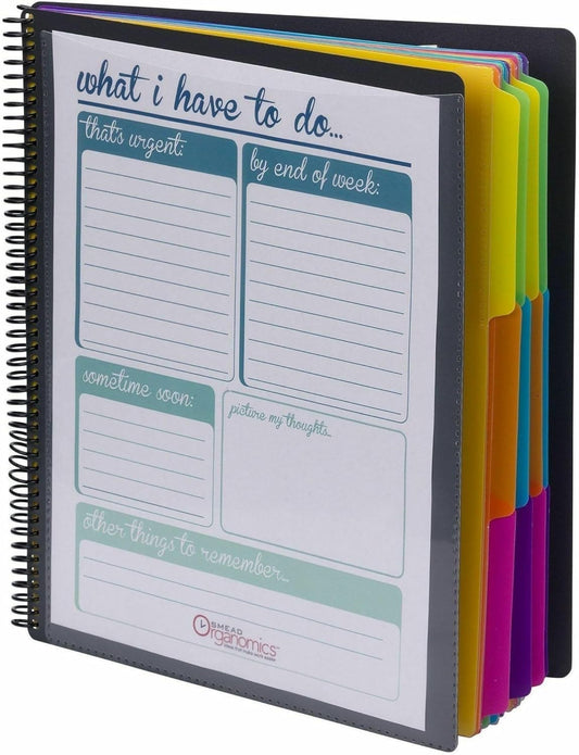 Smead Project Organizer, 24 Pockets, Grey with Assorted Bright Tabs, Tear Resistant Poly, 1/3-Cut Tabs, Letter Size (89206)