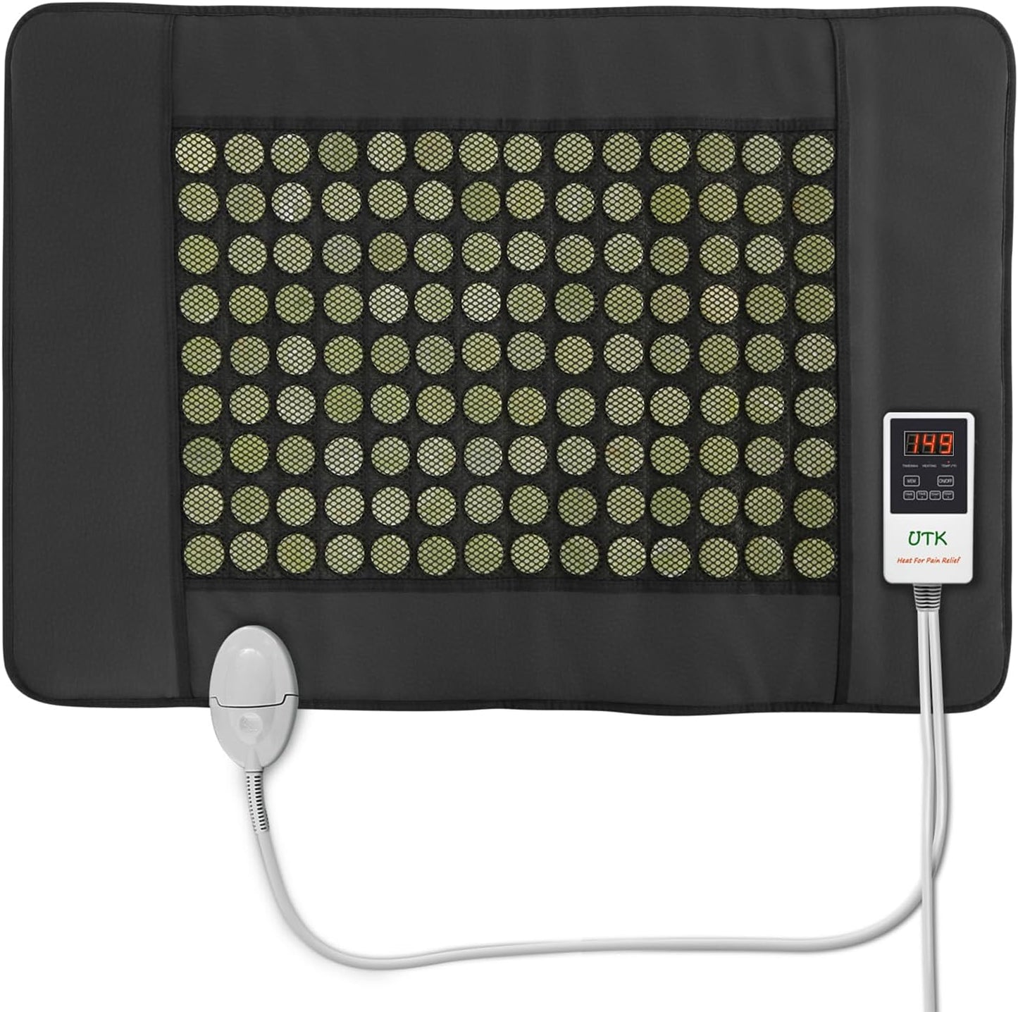 UTK Upgrade Far Infrared Heating Pad for Back, 5X Deeper Pain Relief Pure Jade Heating Pad with 153 Natural Jades, Hotter to 159℉, Weighted Electric Mat with Larger Heat Area, 4H Auto-Off, 31"x 21"