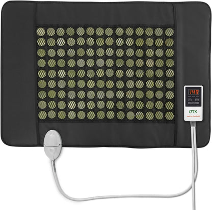 UTK Upgrade Far Infrared Heating Pad for Back, 5X Deeper Pain Relief Pure Jade Heating Pad with 153 Natural Jades, Hotter to 159℉, Weighted Electric Mat with Larger Heat Area, 4H Auto-Off, 31"x 21"