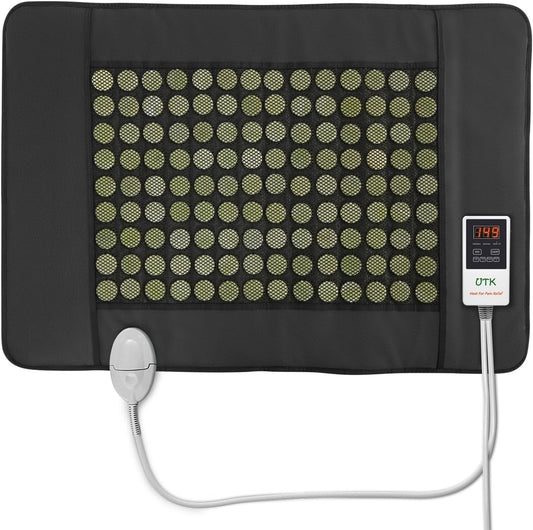 UTK Upgrade Far Infrared Heating Pad for Back, 5X Deeper Pain Relief Pure Jade Heating Pad with 153 Natural Jades, Hotter to 159℉, Weighted Electric Mat with Larger Heat Area, 4H Auto-Off, 31"x 21"