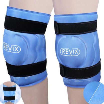 REVIX 20‘’ XXXL Knee Ice Pack Wrap Around Entire Knee, Extra Large Ice Pack for Knee Meniscus Tear and Arthritis, Cold Compress Therapy, Reusable Ice Wraps for Back, Shoulder, Post-Workout Recovery