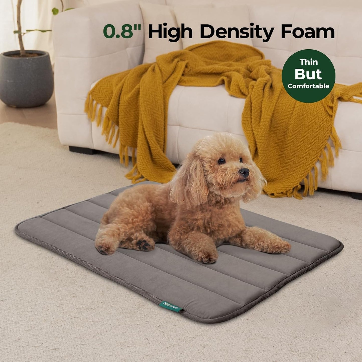 BALANCE Dog Crate Pad, Dog Foam Crate Mat Kennel Pad, Washable Water-Resistant Pet Bed Flat Dogs Cage Mat for Large Dogs