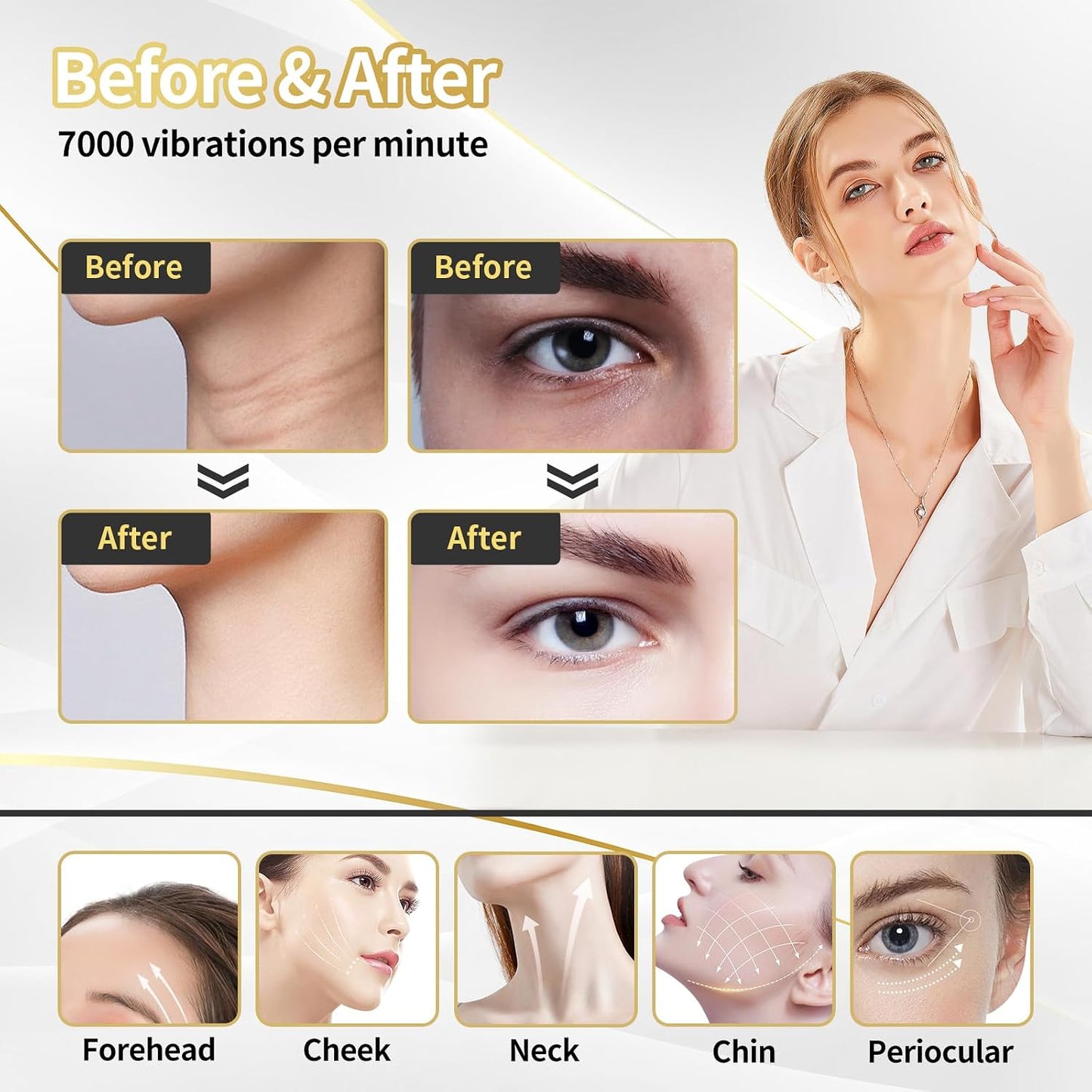 Portable Face Beauty Device, 7 Color Portable Face Massager Tool for Skin Care, Based on Triple Action LED, Thermal, and Vibration Technologies, at Home Skin Care Face Sculpting Tool(Glossy Black)