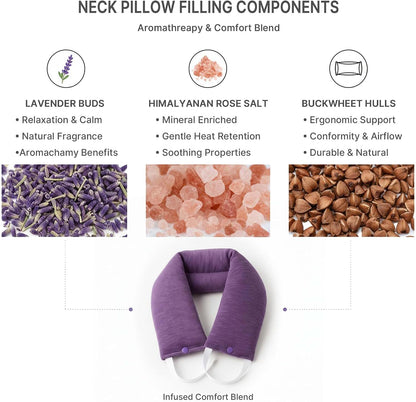 Microwave Heating Pad for Neck – Microwavable Neck Wrap & Eye Mask Set for Neck Pain Relief, Moist Heat Therapy Lavender & Himalayan Salt, Reusable Hot Cold Pack – Relaxation Self-Care Gift for Women
