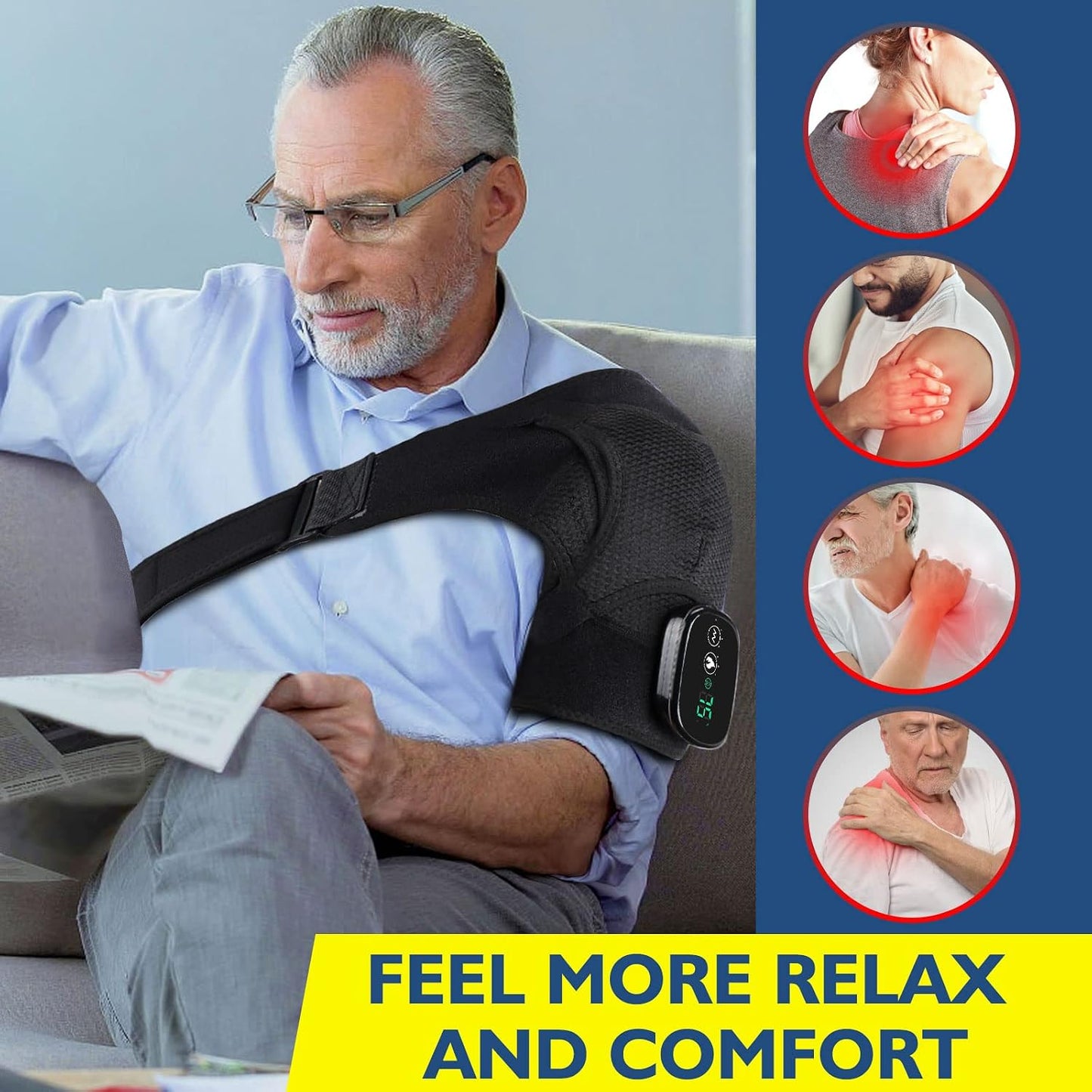 Cordless Shoulder Heating Pad with Massage, FSA Eligible Items List, Heated Shoulder Wrap Massager for Pain, Rotator Cuff Heating Pad HSA Approved Products Only