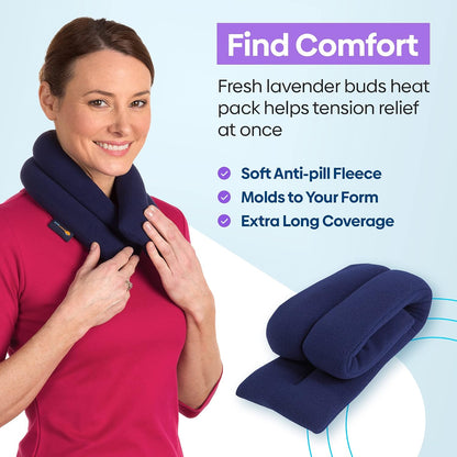 SunnyBay Microwavable Heating Pad for Neck and Shoulder, Heated Neck Wrap, Microwave Heat Pad, Weighted Beanbag Moist Hot or Cold Compress, 2.2 lbs, 26x4 Inches, Navy Blue