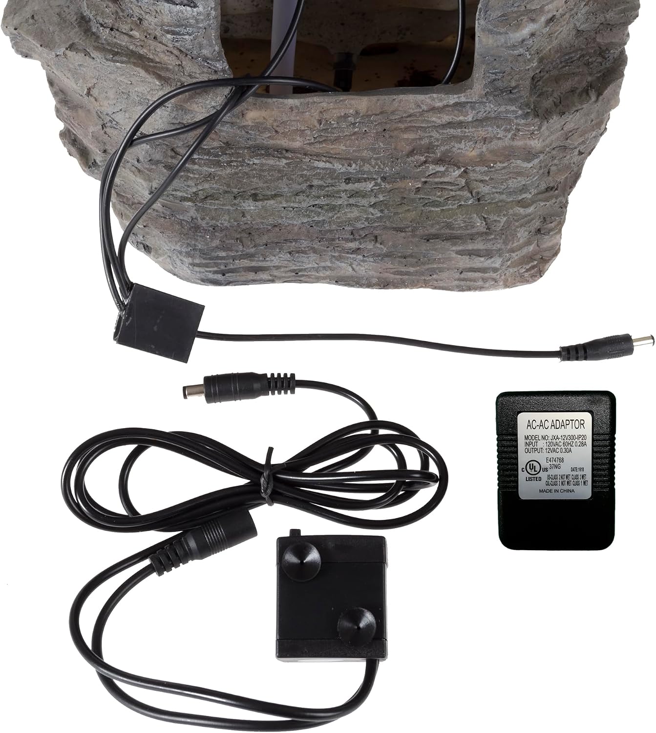Pure Garden Tabletop Cascading Rock Waterfall Fountain with Lights, Gray